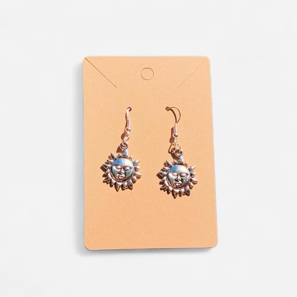Sun Earrings - Silver Tone